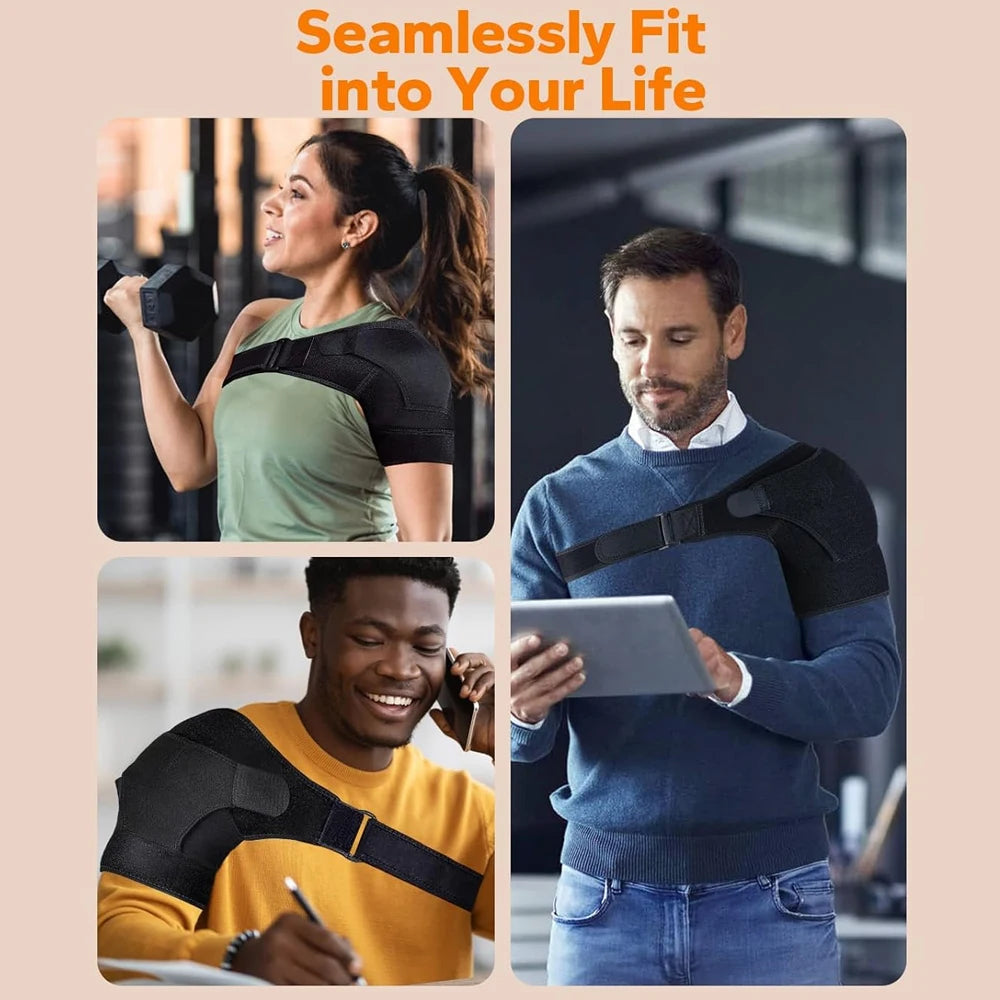 Adjustable Shoulder Brace Men and Women All Use, Breathable Shoulder Support Sleeve for AC Joint Relief and Shoulder Stability