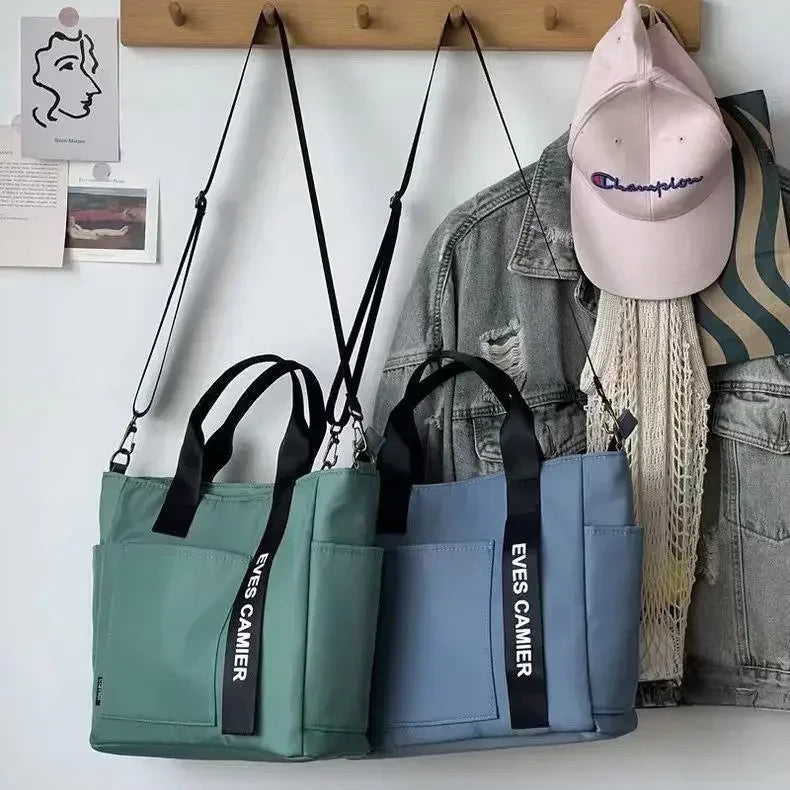 2024 New Casual Tote Large Capacity Shoulder Bag Nylon Waterproof Canvas Handbag Simple Fashion Messenger Bags for Schoolgirl