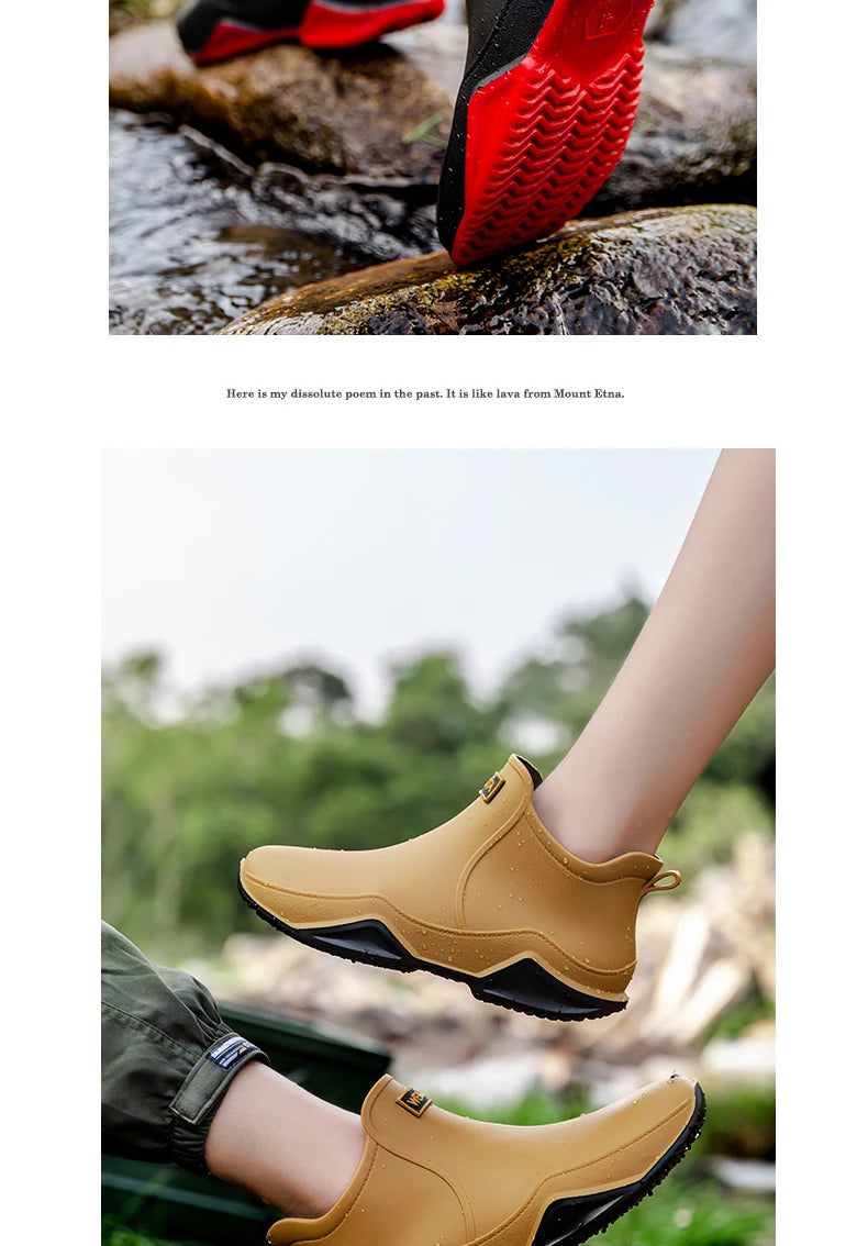 Low-cylinder Rain Shoes for Men and Women: Outdoor Fishing Waterproof Shoes, Stylish Style for Outdoor Wear, Rain Boots
