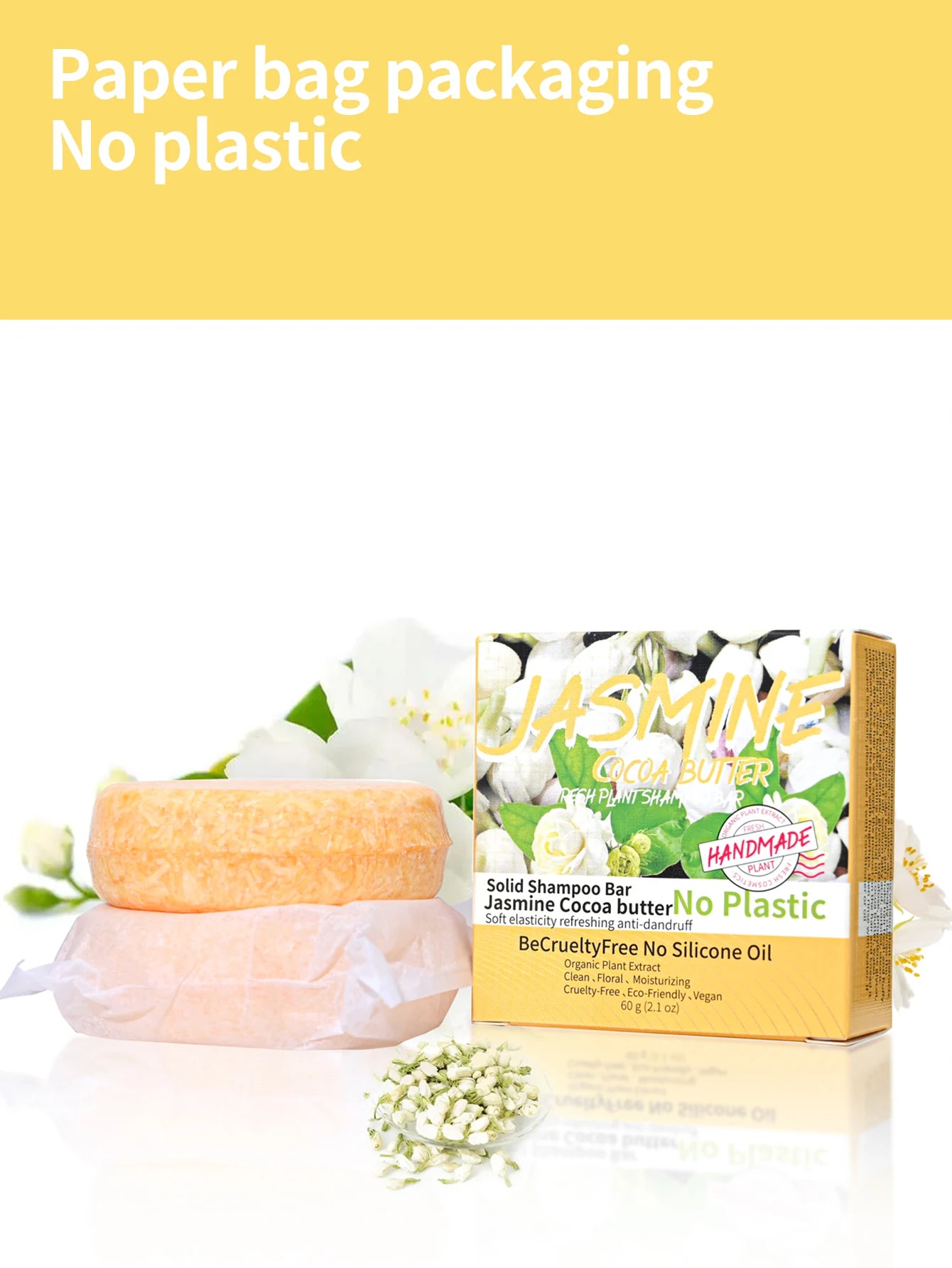 Jasmine Scented Handmade Shampoo Solid Shampoo Stick Plant Essential Oil Soap Oil Control And Refreshing Soap