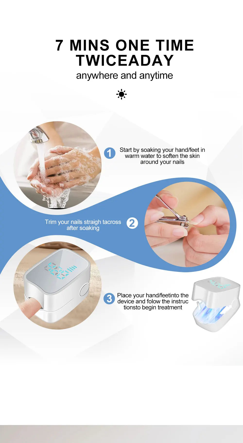 Nail Treatment Device for Fungal Infection,Nail Fungus Laser Assist Tool UV Professional Nail Fungus Blue Cleaning Laser Device