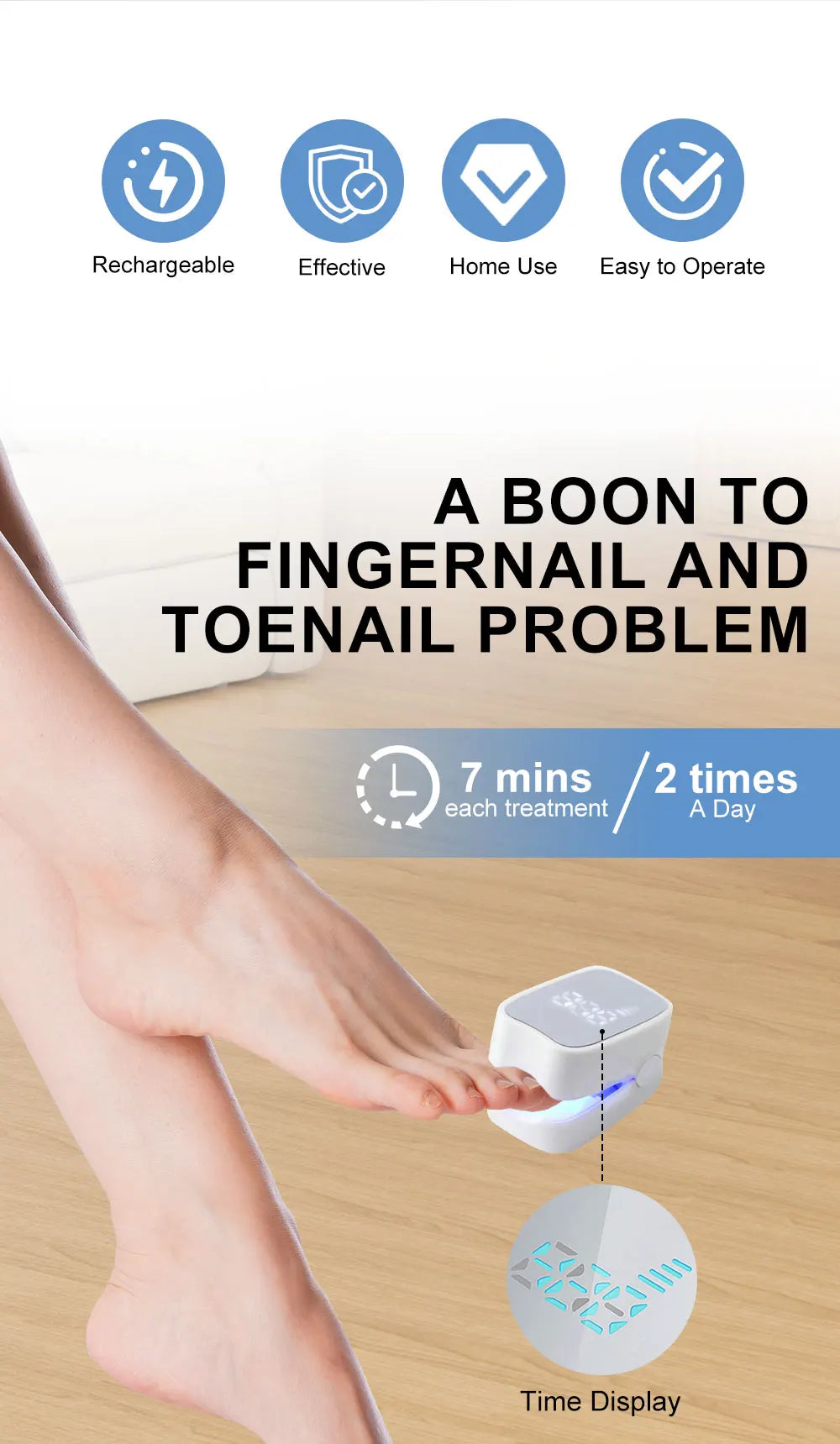 Nail Treatment Device for Fungal Infection,Nail Fungus Laser Assist Tool UV Professional Nail Fungus Blue Cleaning Laser Device