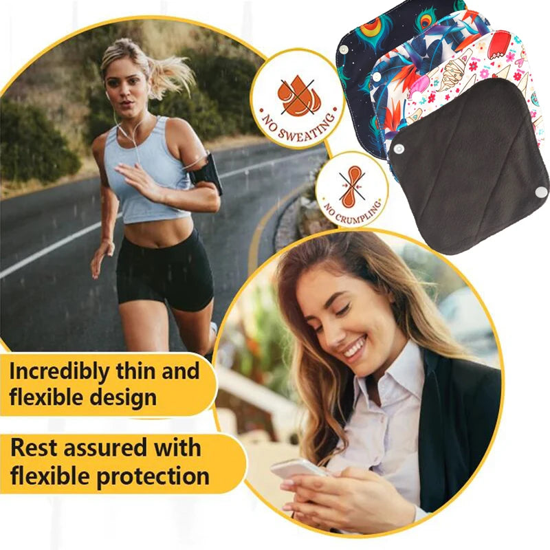 10pcs Reusable Menstrual Pads Female Breathable Heavy Flow Bamboo Charcoal Washable Sanitary Napkins Women cloth sanitary napkin