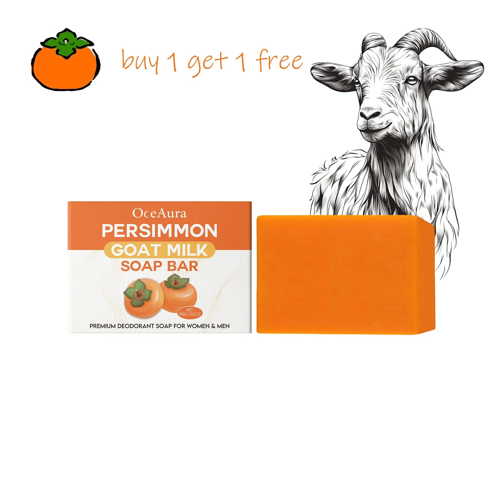 OceAura Persimmon Goat Milk Fragrance Soap Moisturizes, Moisturizes, Mildly Cleanses, Fragrances, Softens and Cares Skin Soap