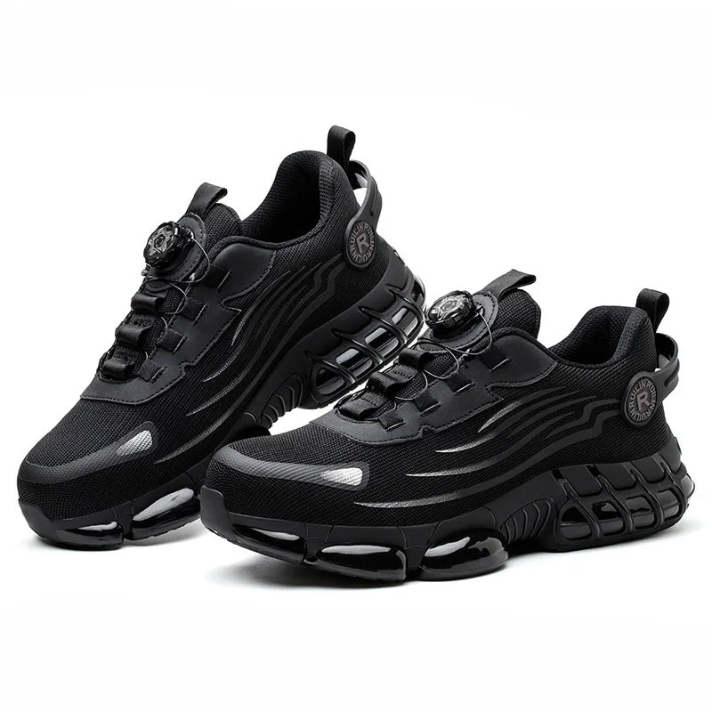 Rotating Button Safety Shoes Men Steel Toe Sneaker Air Cushion Work Shoes Man Puncture Proof Work Safety Boots Protective Shoes