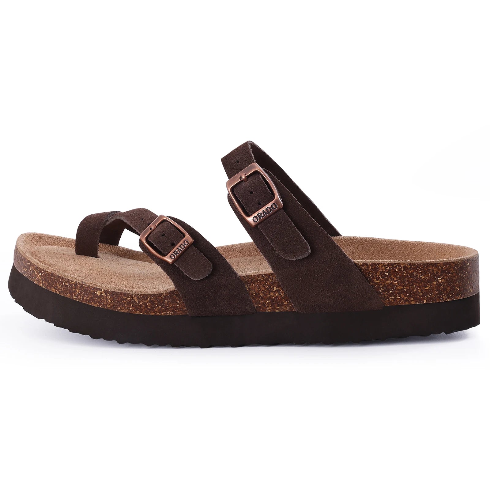 Shevalues Women Sandals Fashion Casual Cork Slippers Comfort Flats Slides With Adjustable Buckle Female Thick Sole Home Shoes