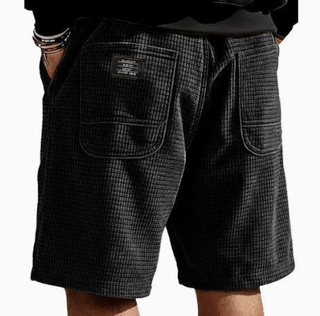 Multi-Pocket Embroidered Drawstring Elastic Waist Casual Shorts