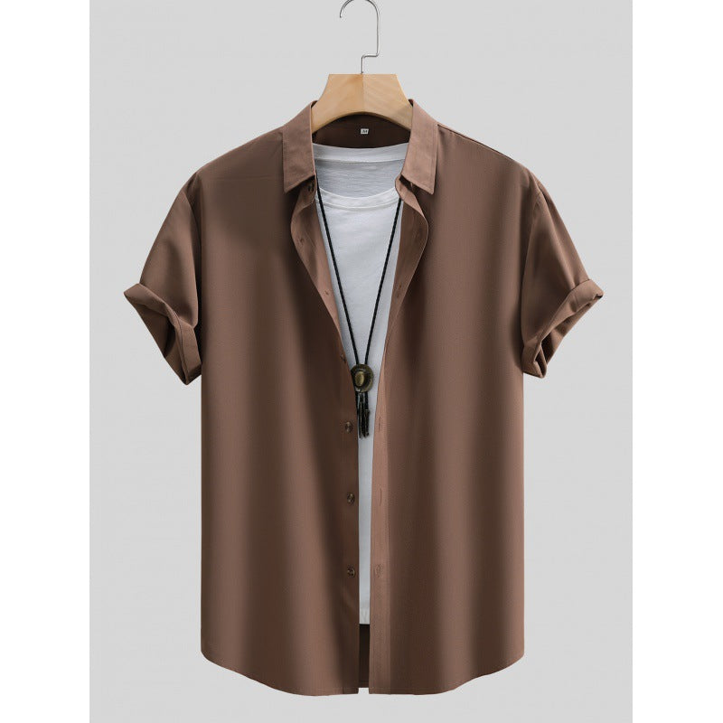 Men's Short-sleeved Shirt Solid Color Summer