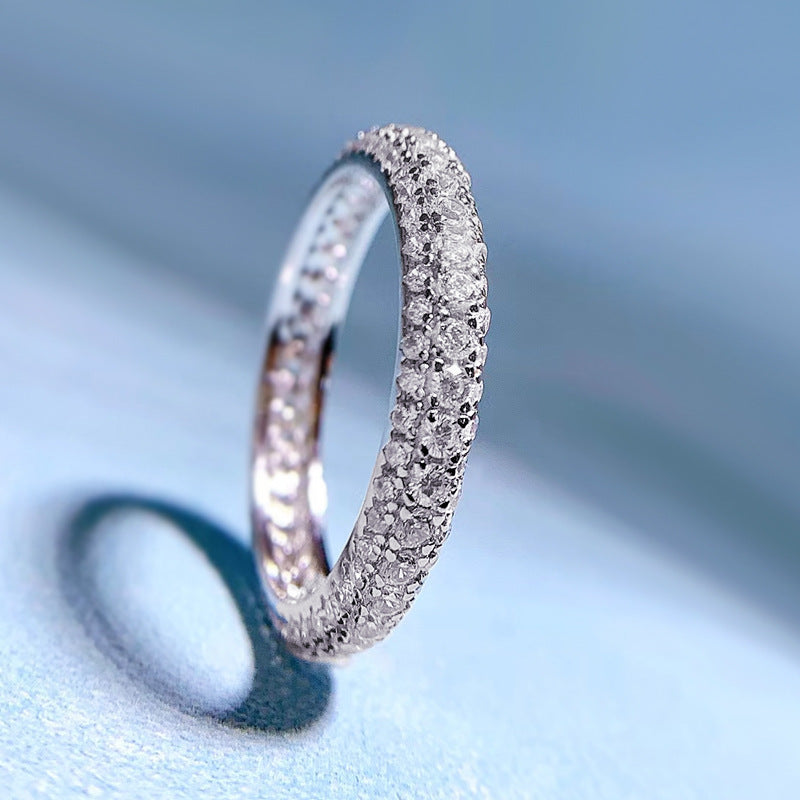 Fashion Simple Series Silver Zircon Full Diamond Ring