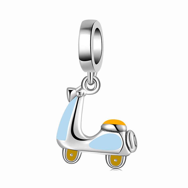 S925 Sterling Silver Beads Creative Bike Small Electric Donkey Series Beaded Pendant DIY Bracelet Accessories Silver Jewelry Beads