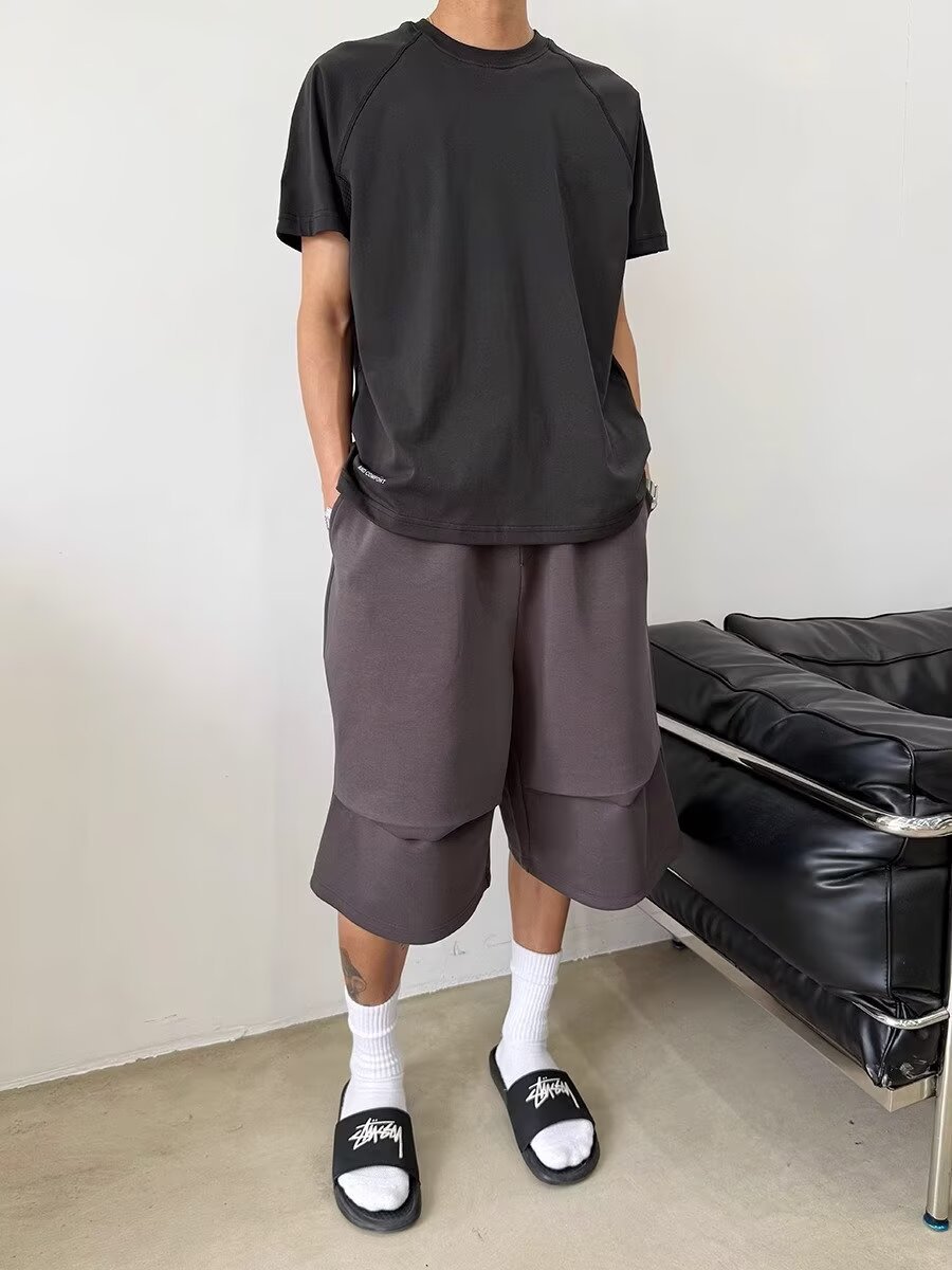 Men's Loose Wide-leg Casual Cut-off Shorts