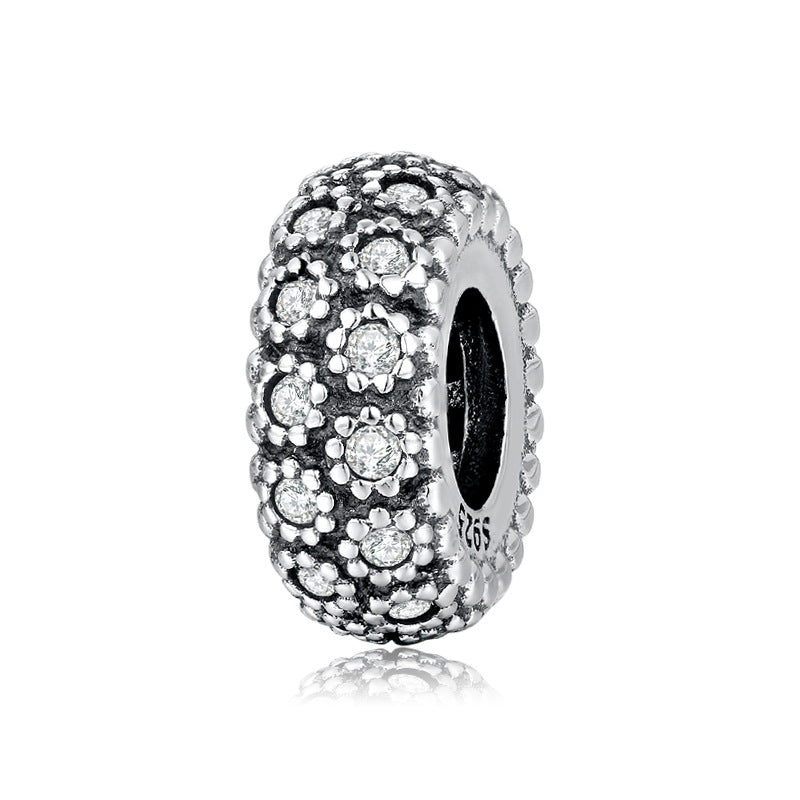 Close Set Zircon Floret Spacer Beads 925 Sterling Silver Women's Bracelet Necklace Diy Beads
