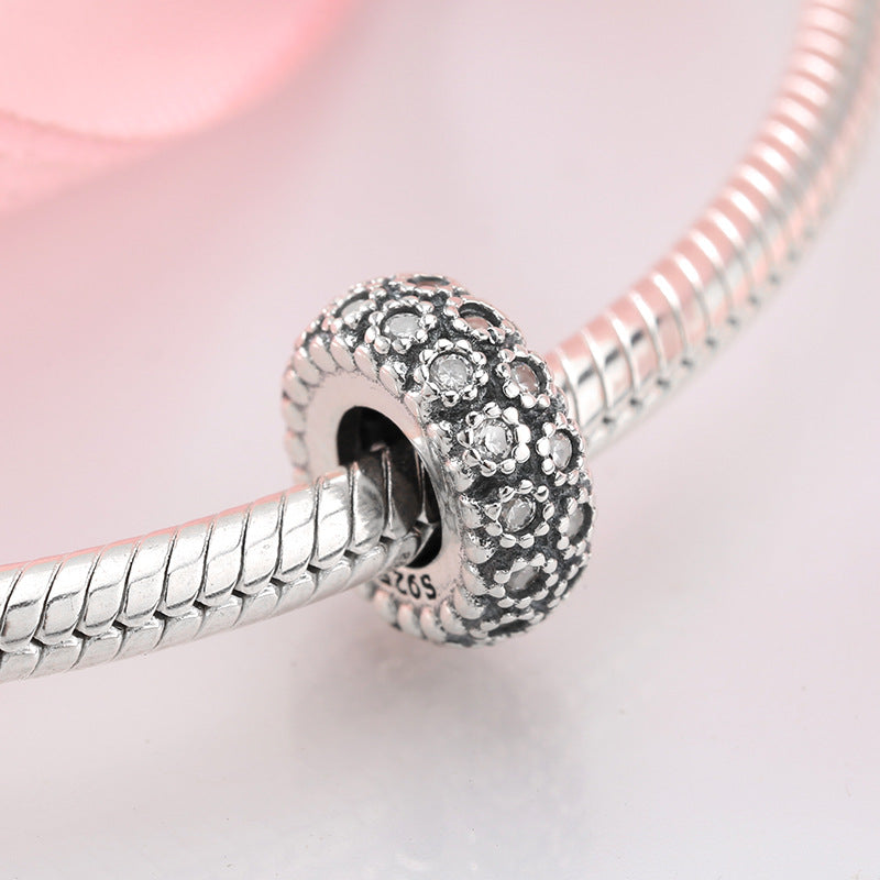 Close Set Zircon Floret Spacer Beads 925 Sterling Silver Women's Bracelet Necklace Diy Beads
