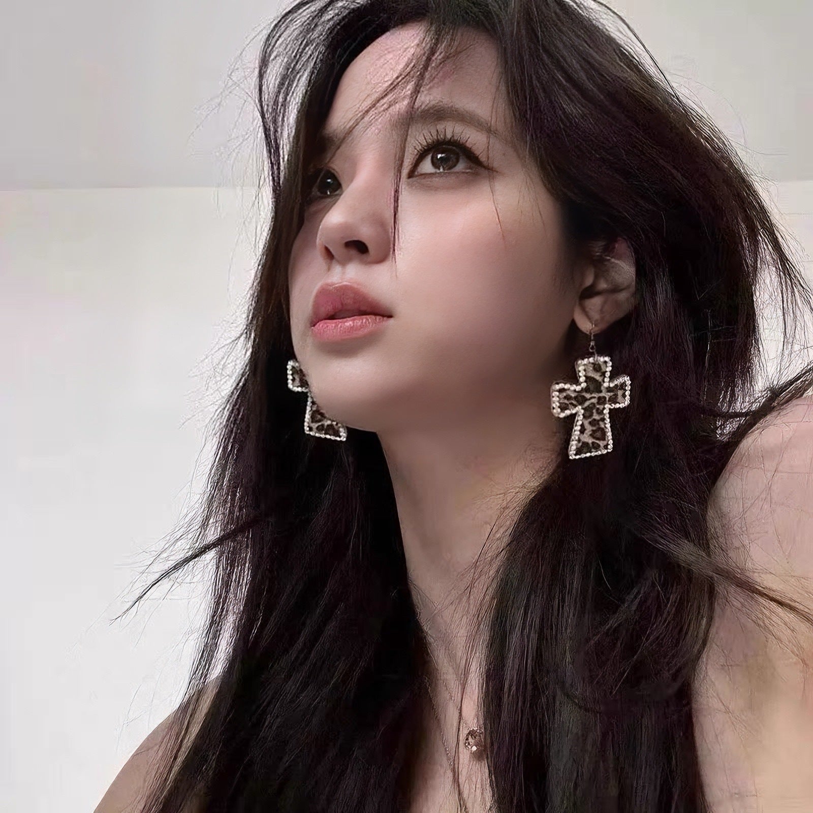 Leopard Cross Earrings Y2g Millennium Hot Girl Niche Earrings