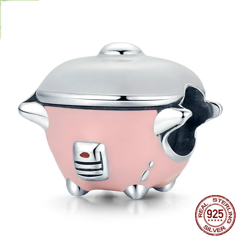Mini Kitchenware Color Tv Series Diy Beaded Creative Drip Oven S925 Silver Bead Jewelry