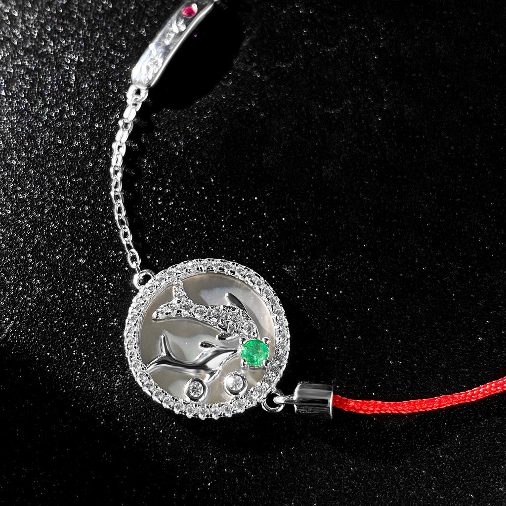 Simple Emerald Bracelet Female Original Design S925 Silver Constellation Pisces