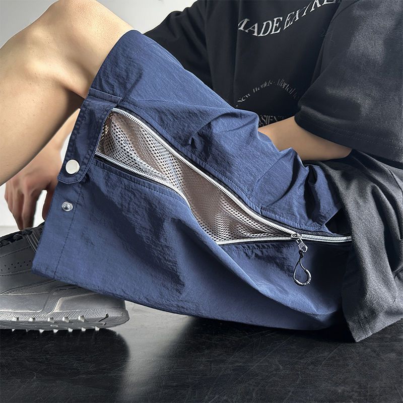 Waterproof Cargo Shorts Mens Loose Cropped Trousers