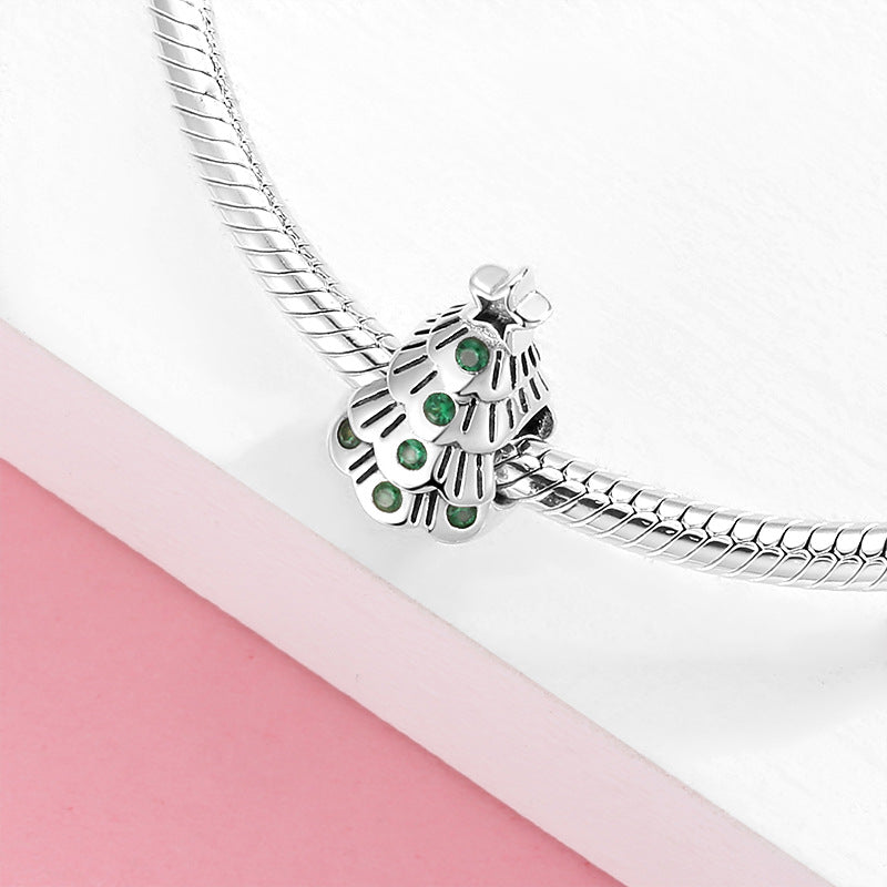 Gift Box Christmas Tree S925 Sterling Silver Drip Gel Beads Pendant Women's Diy Accessories
