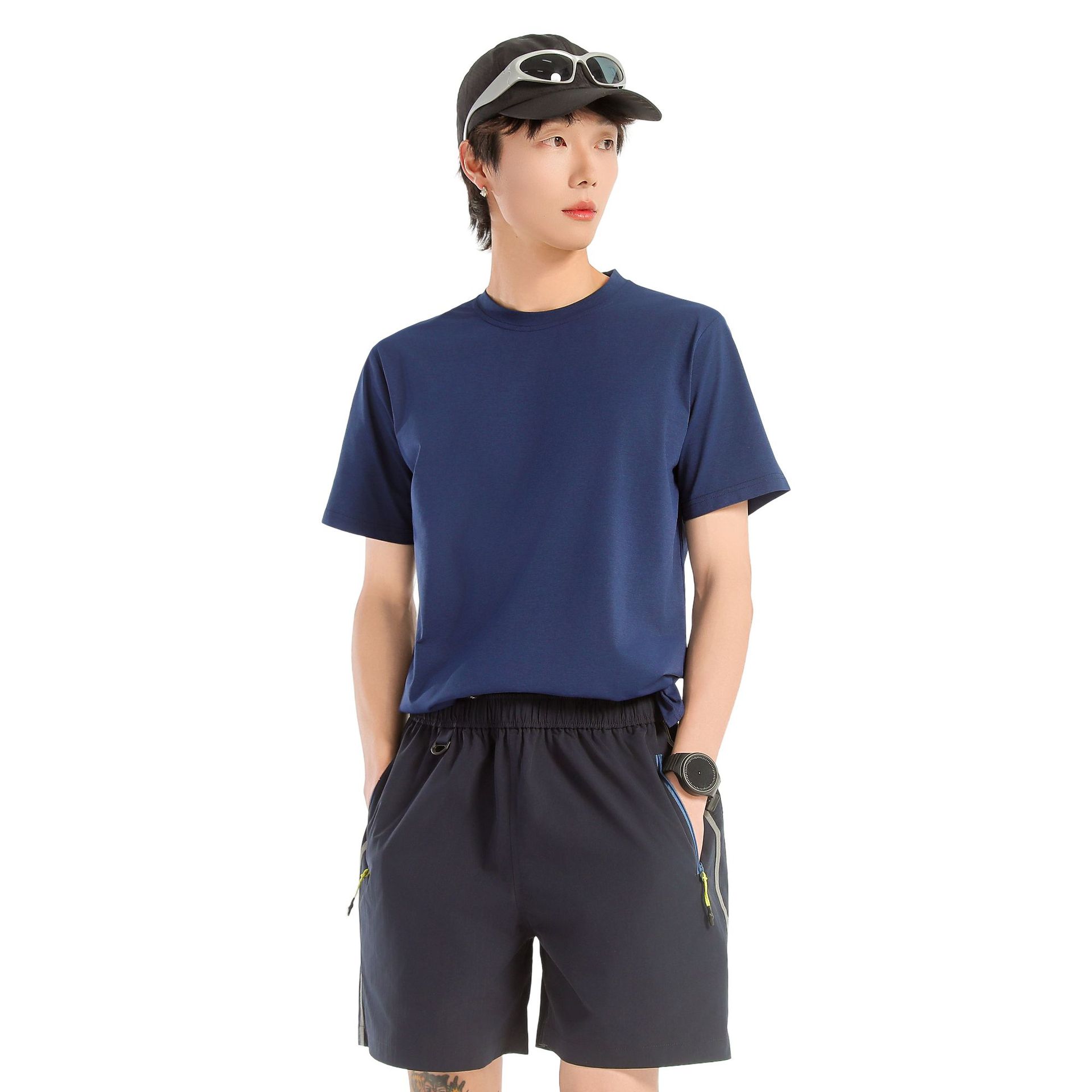 Loose-fitting Contrast-Colored Zipper Shorts For Men