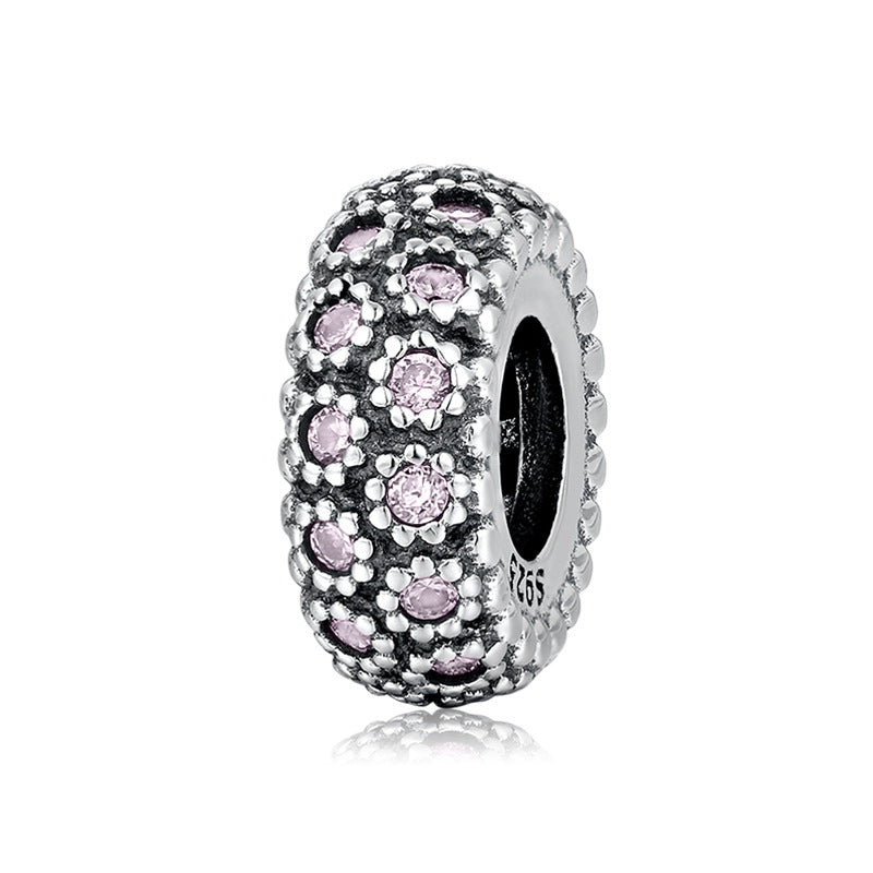 Close Set Zircon Floret Spacer Beads 925 Sterling Silver Women's Bracelet Necklace Diy Beads