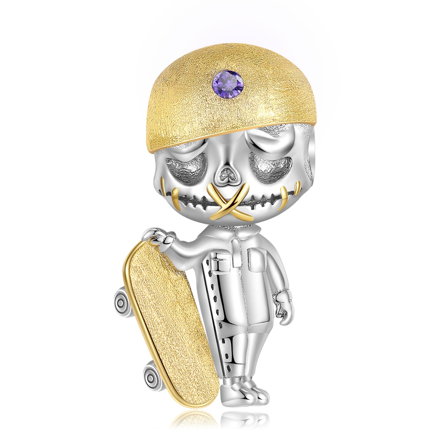 Original Design Skateboard Boy Beading Skull Family Series 925 Silver Diy Accessories