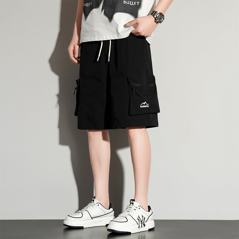 Ice Silk Workwear Shorts Men's Summer Casual Cropped Trousers Loose-Fitting