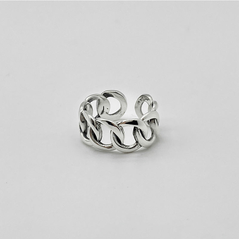S925 Sterling Silver Ring For Men And Women Retro Hip Hop Thai Silver Simple Hollow