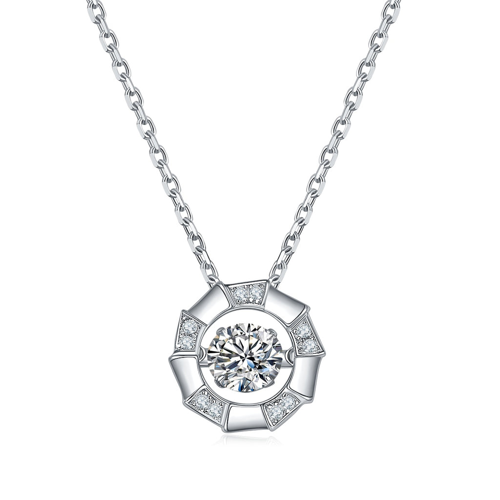 Set With Top-quality Moissanite, This Luxurious And Fashionable Light Luxury Trend Jewelry Necklace Pendant Is Made Of S925 Silver Electroplated With Platinum