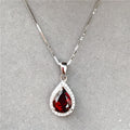 Natural Mozambique Garnet Drop Shape Pendant Sterling Silver Plated Necklace