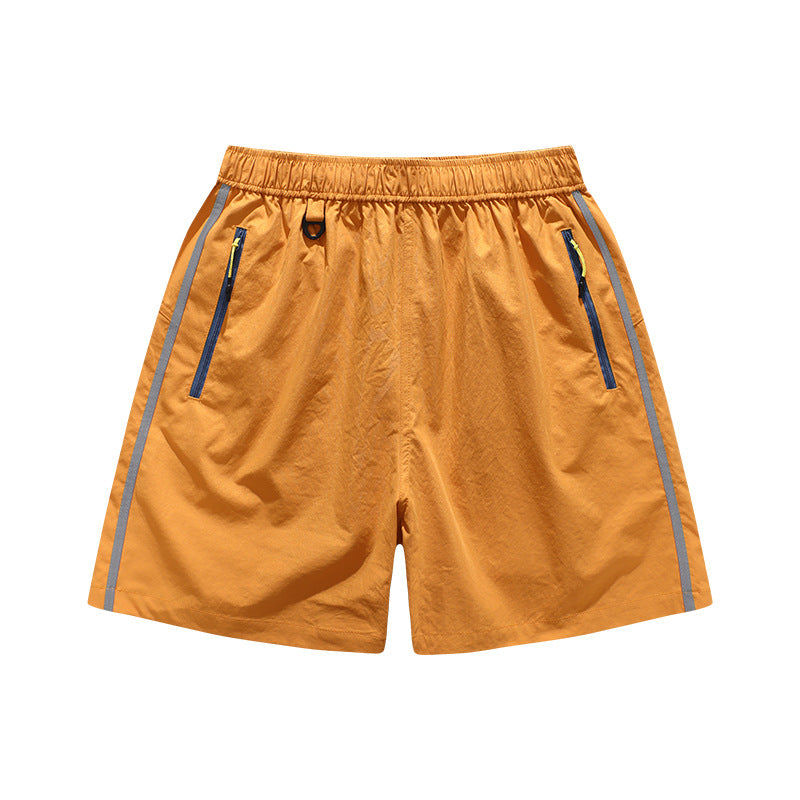 Loose-fitting Contrast-Colored Zipper Shorts For Men