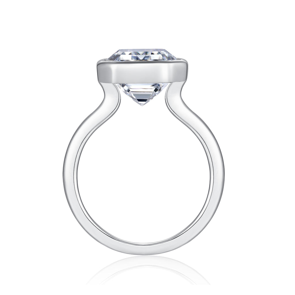 Octagonal Moissanite Set With Top-quality Moissanite Luxury And Fashionable Light Luxury Jewelry Silver Ring S925 Silver Electroplated With Platinum