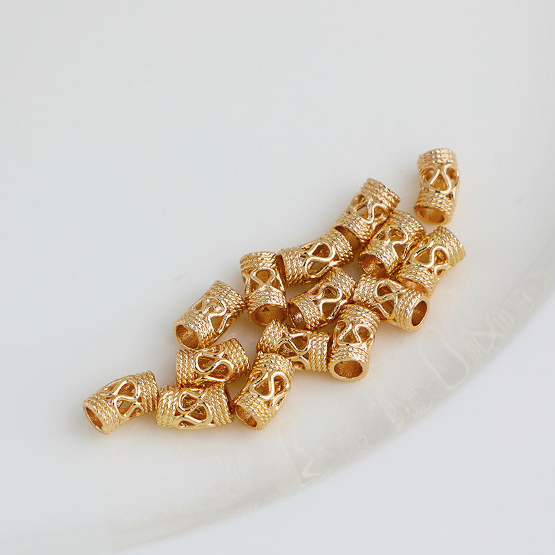 14K Gold-plated Color Retention Hollow W Elbow Spacer Beads