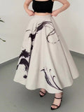 Vintage Three-layer Tulle Print Skirt